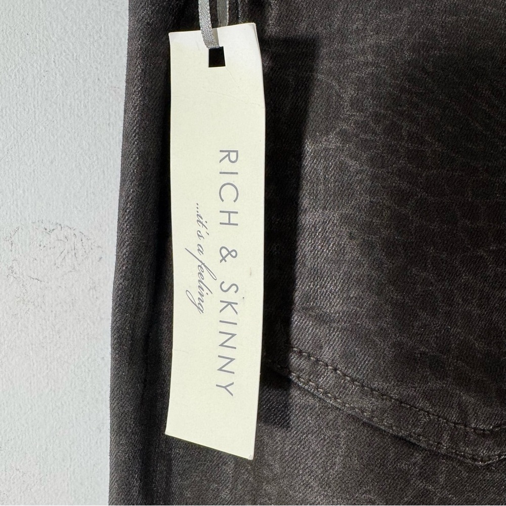 Rich & Skinny jeans brown croc print waxed coated jeans NWT - Picture 13 of 13